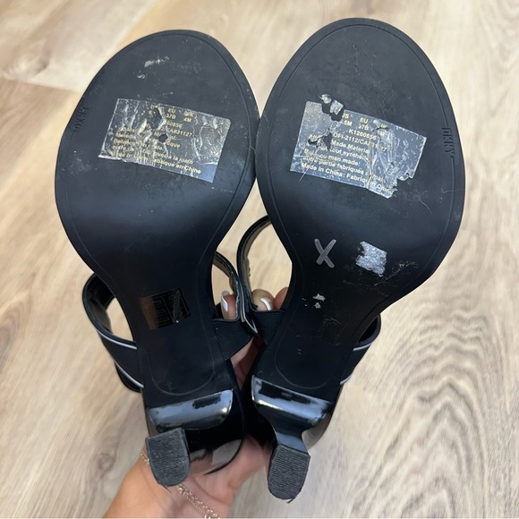 DKNY Black Logo Slingback Open Toe Sandal Heels size 6.5 - Picture 5 of 5